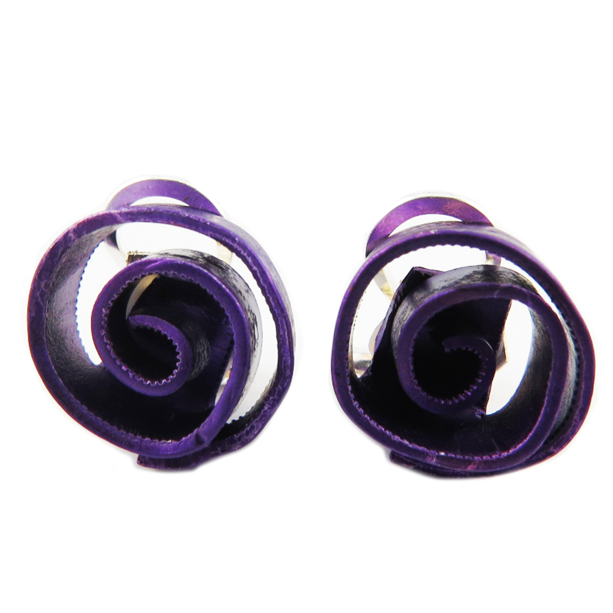 Clips / boucles d\'oreilles artisanales \'Aluminirock\' violet - 15 cm - [R1237]
