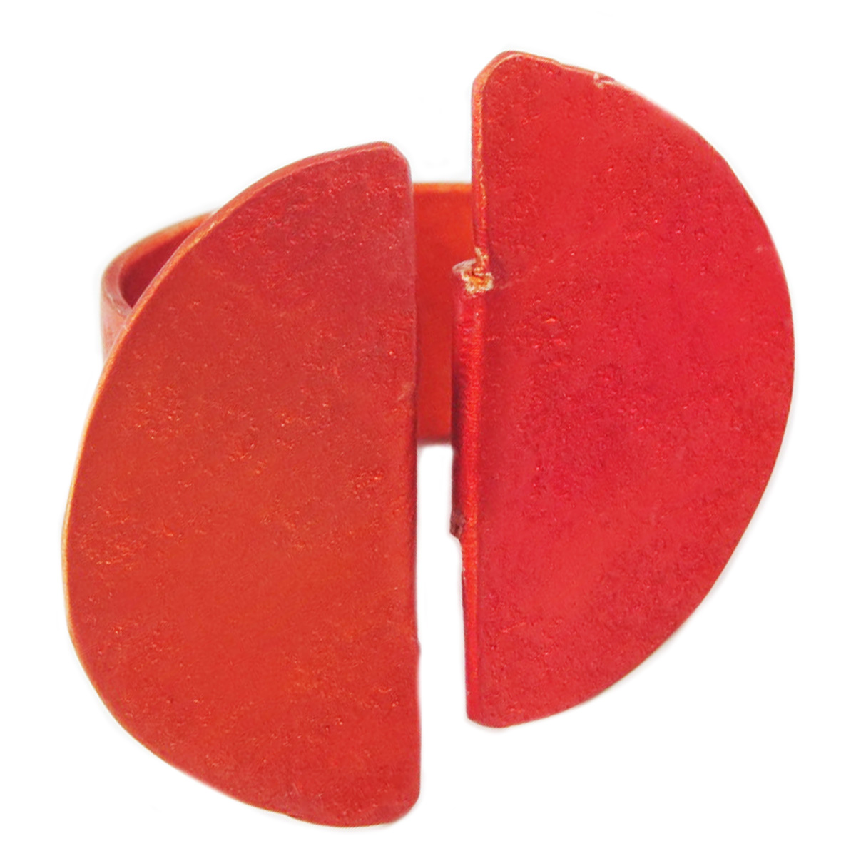 Bague artisanale \'Aluminirock\' orange rouge - 32x32 mm - [R1238]