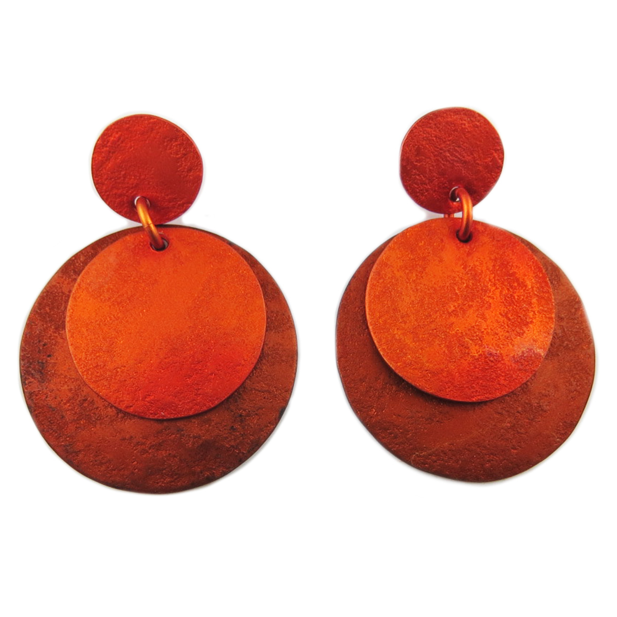 Boucles d\'oreilles artisanales \'Aluminirock\' orange - 5x35 cm - [R1251]