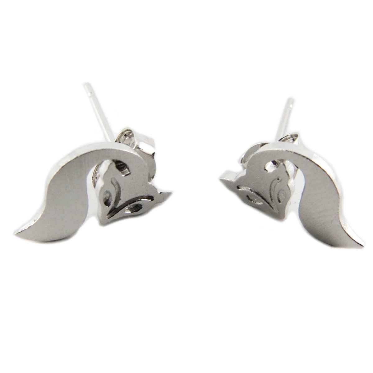 Boucles artisanales \'Renard\' argenté - 10x8 mm - [R1378]