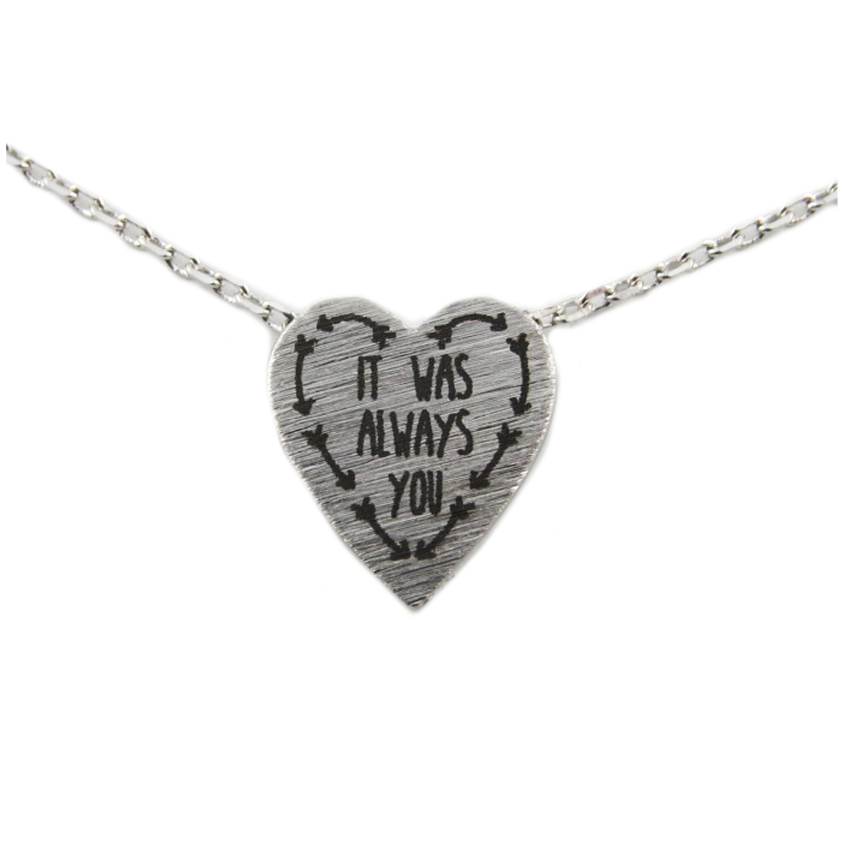 Collier artisanal \'Love\' (It was always you) argenté - 10x10 mm - [R1389]