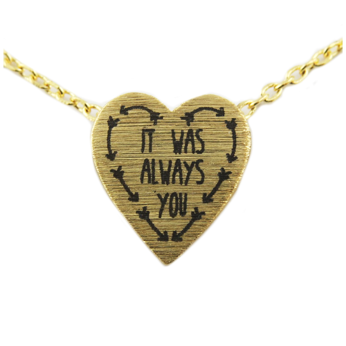 Collier artisanal \'Love\' (It was always you) doré - 10x10 mm - [R1390]