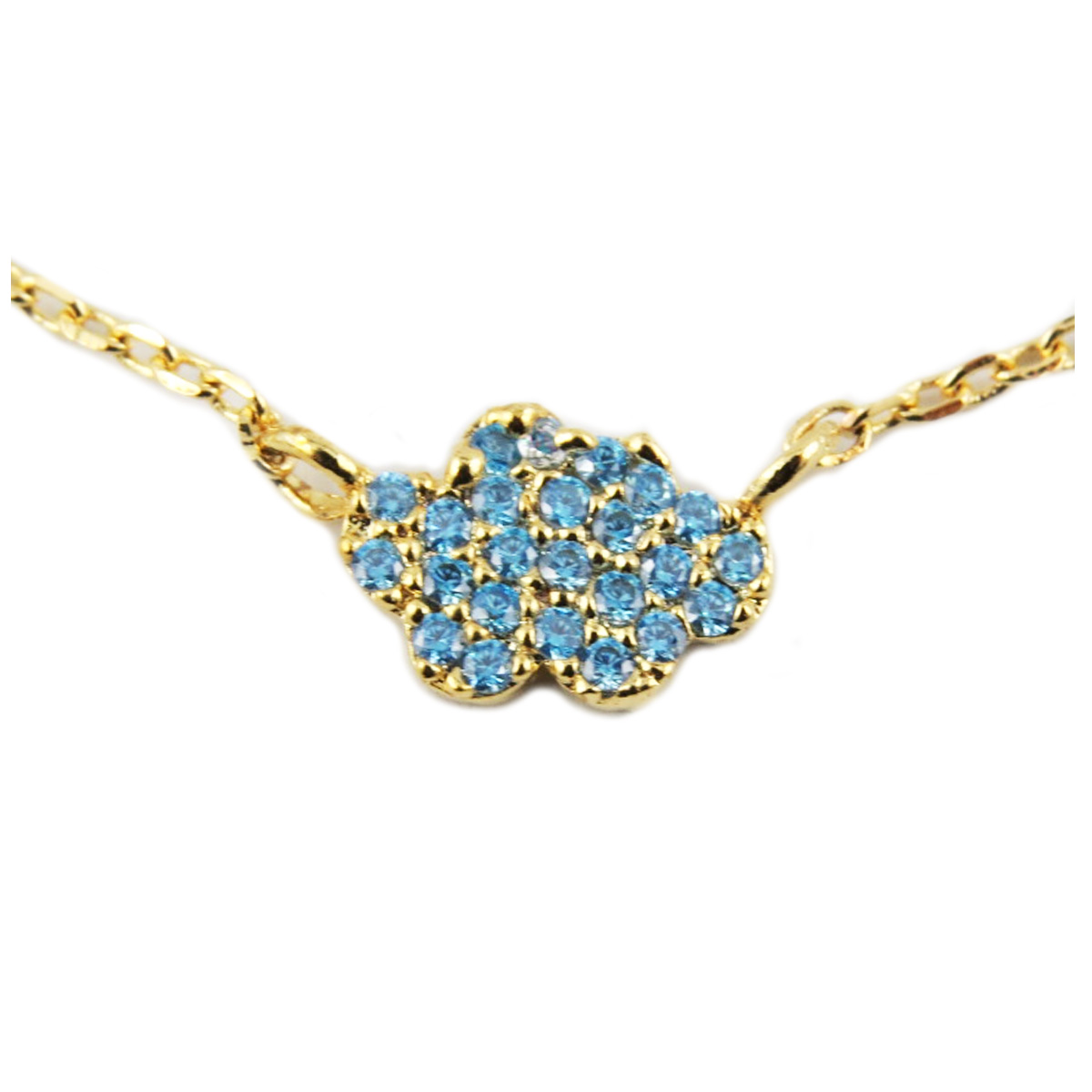 Collier artisanal \'Nuage\' turquoise doré - 8x5 mm - [R1395]