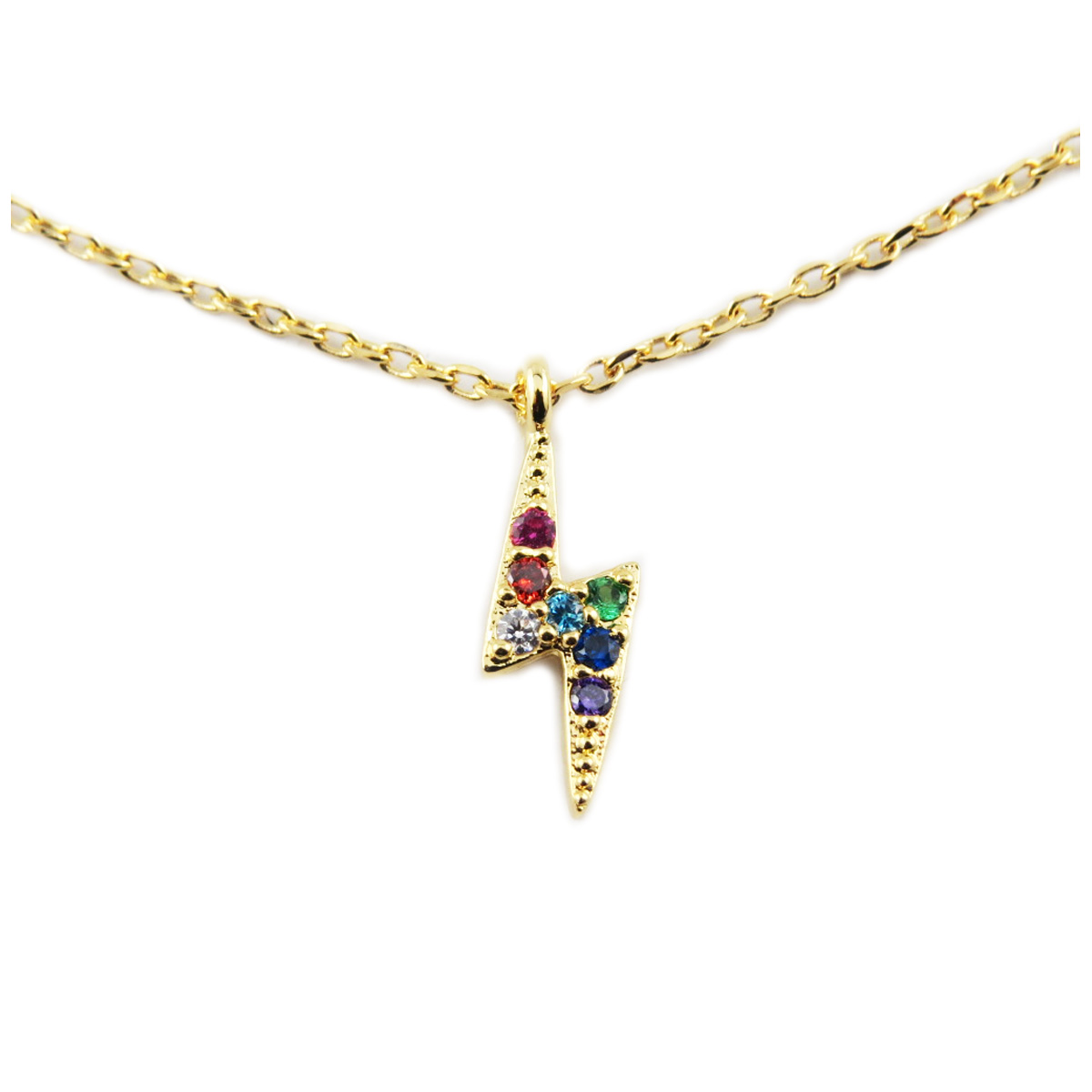 Collier artisanal \'Eclair\' multicolore doré - 12x4 mm - [R1397]