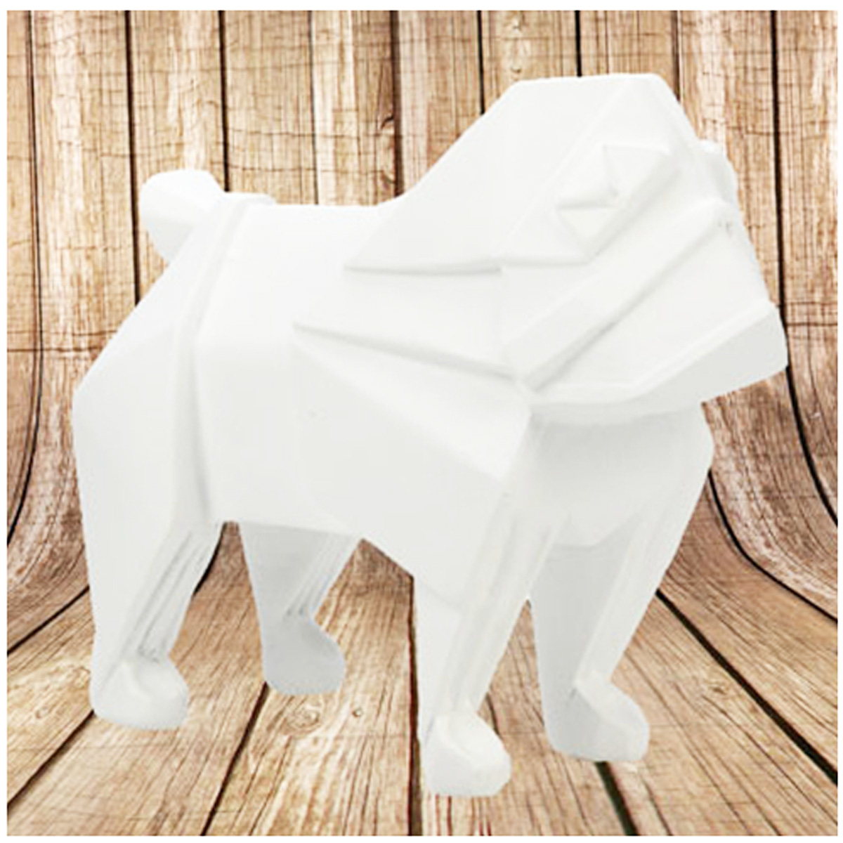 Figurine 3D résine \'Origami\' blanc (chien) - 18x14 cm - [R1474]