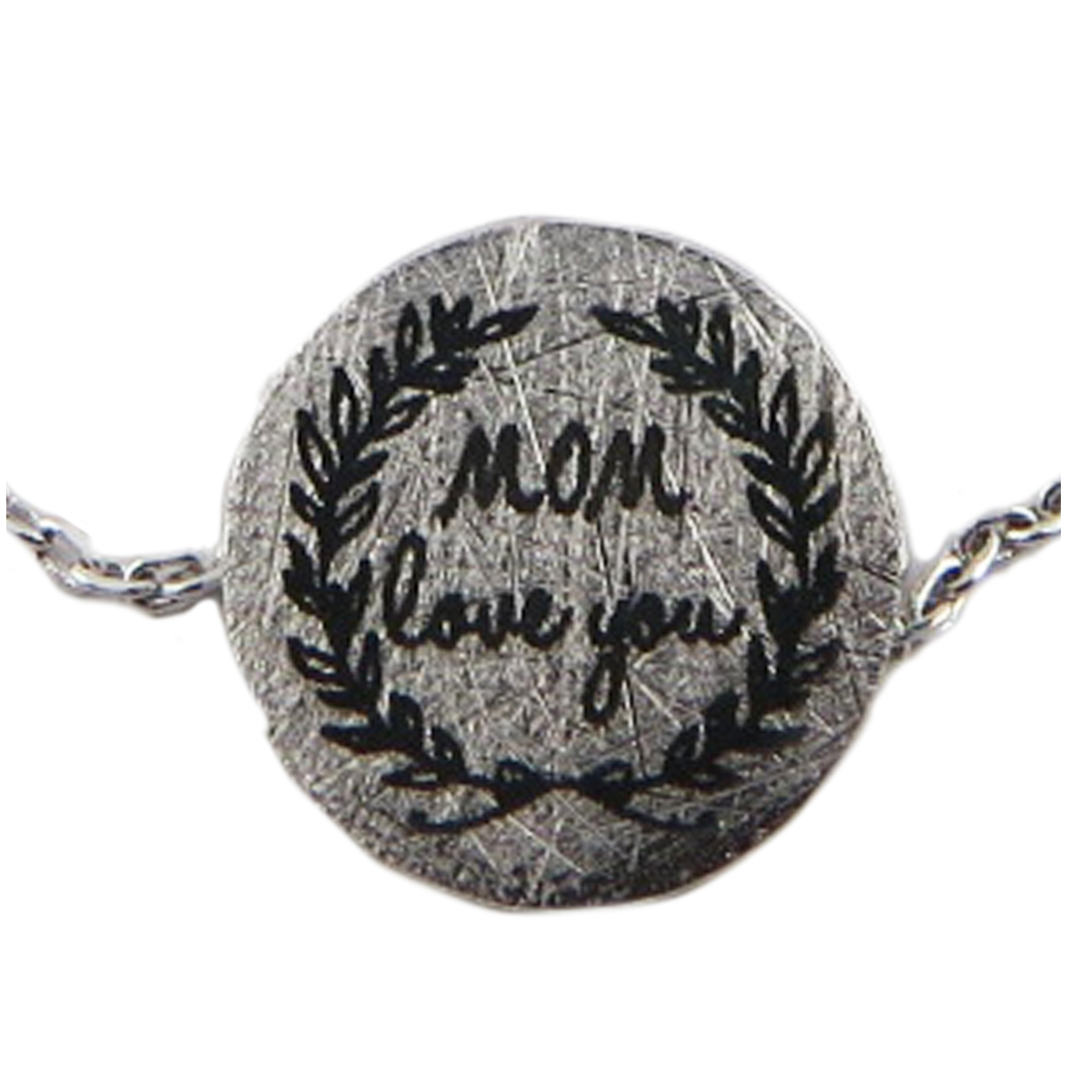Bracelet artisanal \'Messages\' argenté (Mom - love you) -  11 mm - [R1488]