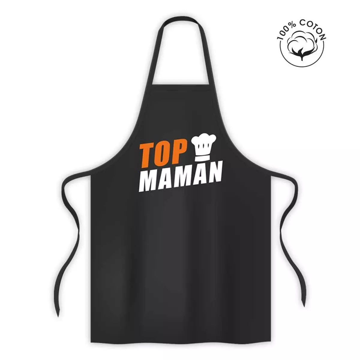 les trésors de lily Tablier coton 'Top Chef Maman' noir 80x70 cm [R1582]