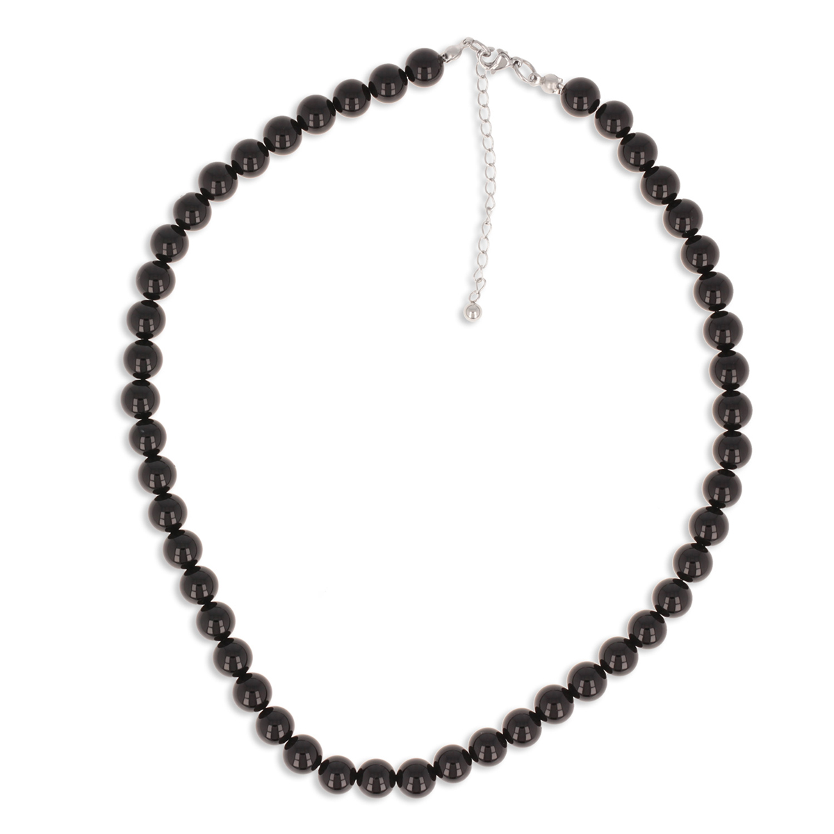 Collier acier \'Minéralia\' agate noire - 45 cm 8 mm - [R1889]