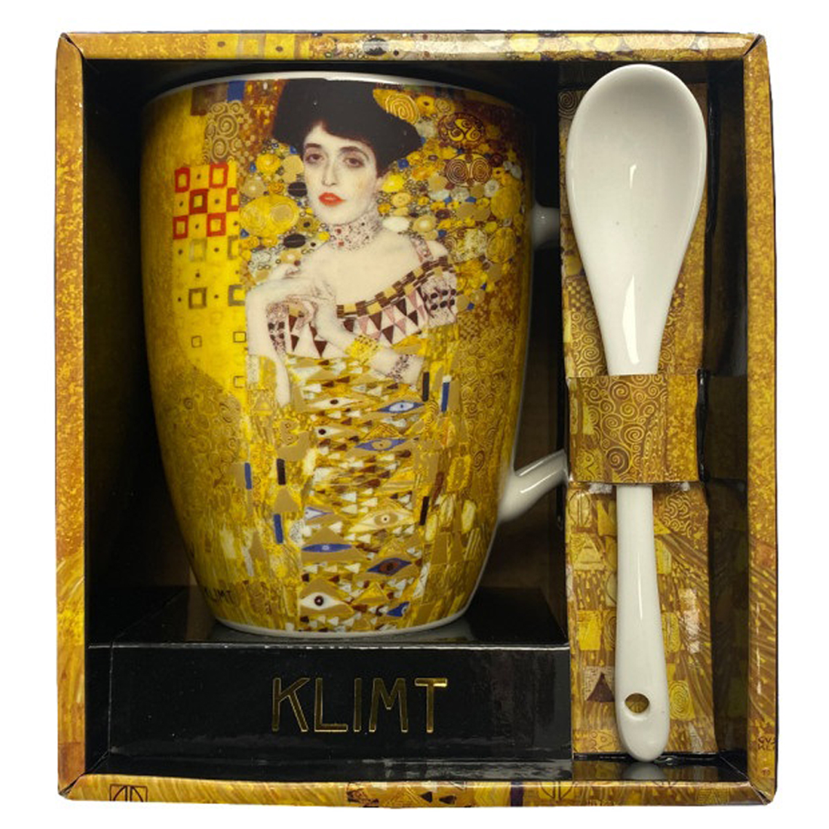 Mug porcelaine + cuillère \'Gustav Klimt\' (Adèle) - 105x8 cm - [R1993]