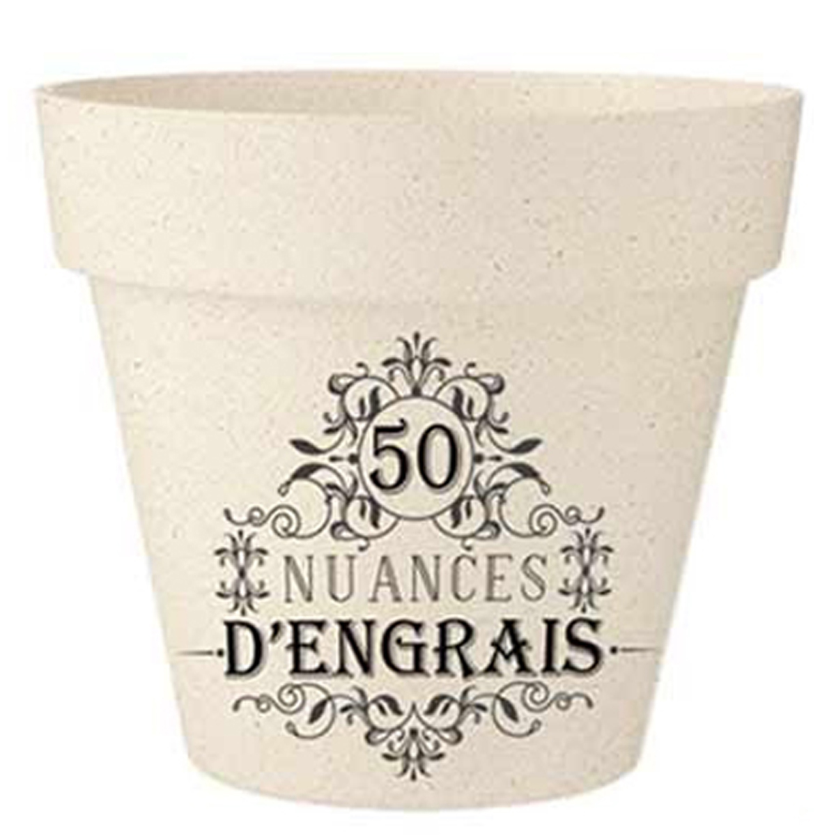 Cache-pot bambou \'Messages\' beige noir (50 nuances d\'engrais) - 17x15 cm - [R2215]