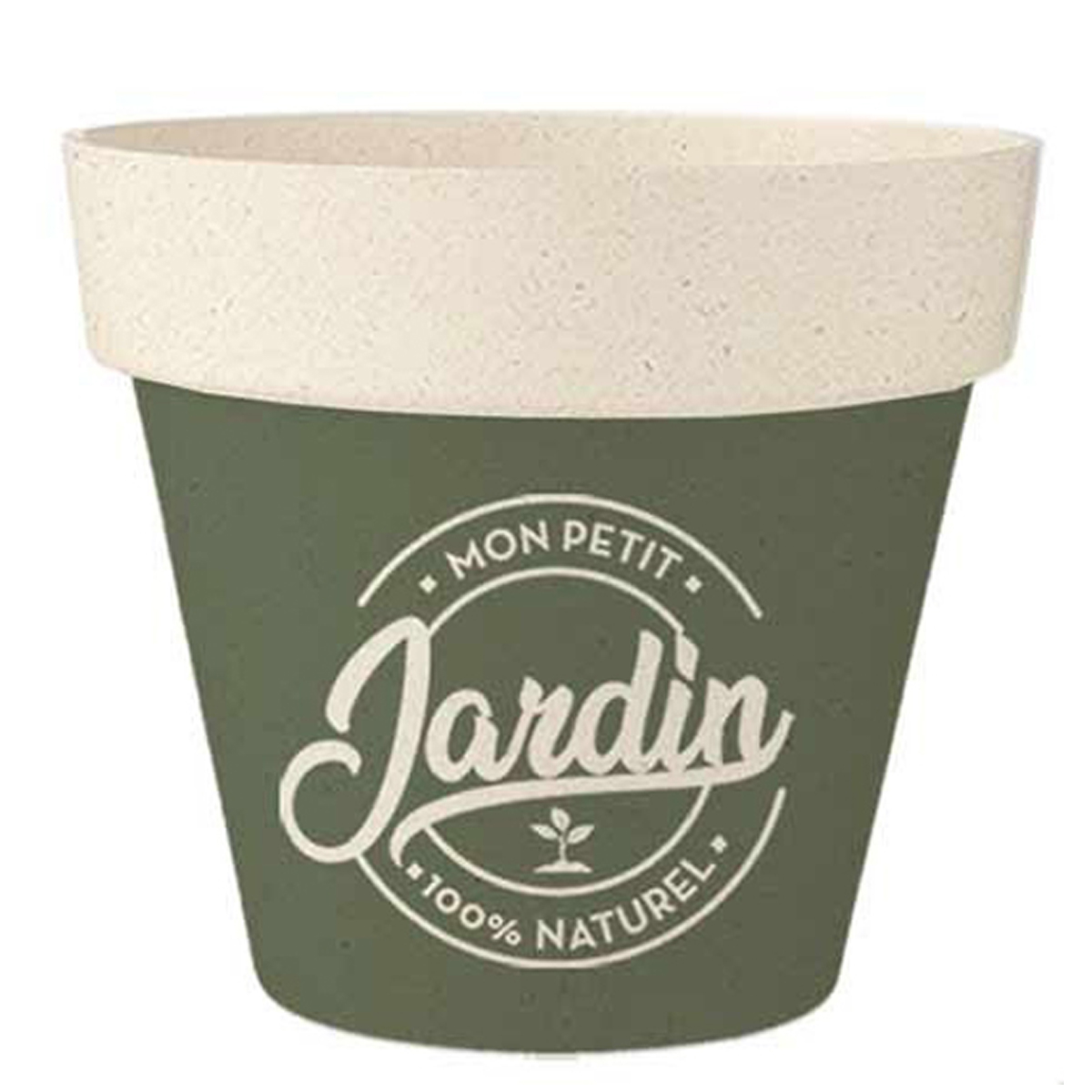 Cache-pot bambou \'Messages\' vert beige (Mon petit Jardin 100 % naturel) - 255x24 cm - [R2233]