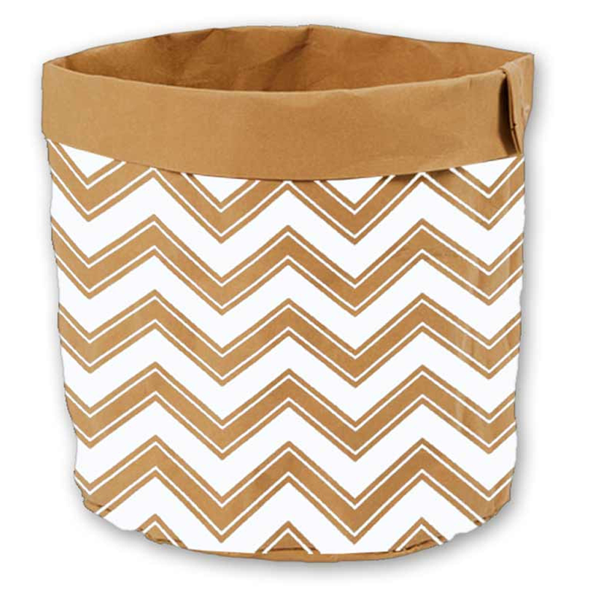 Cache-pot papier \'Boho\' marron blanc - 26x25  cm - [R2255]
