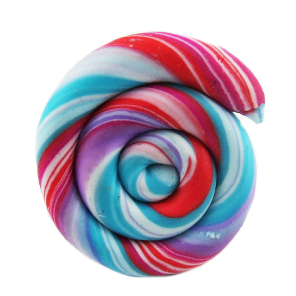 Bague artisanale \'Lollipops\' rouge bleu - 20 mm - [R2779]