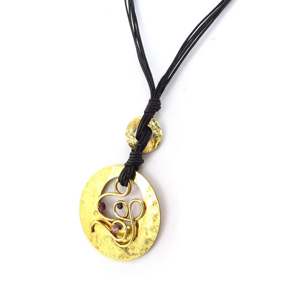 Collier créateur \'Cléopatra\' doré noir - 8x5 cm - [R3152]
