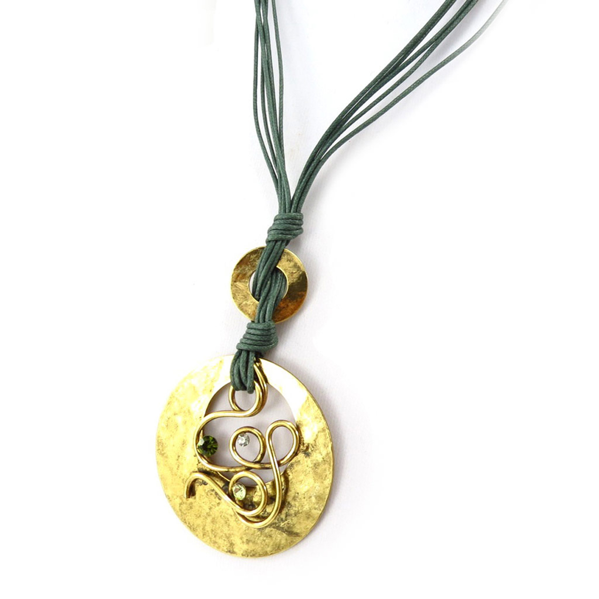 Collier créateur \'Cléopatra\' doré vert - 8x5 cm - [R3154]