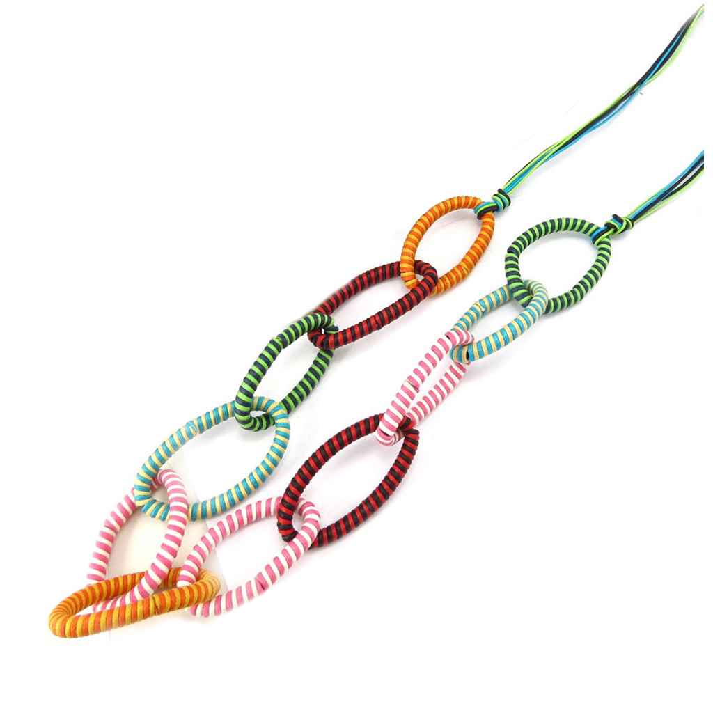 Sautoir créateur \'Coloriage\' vert rose orange - 85 cm 35 mm - [R3250]