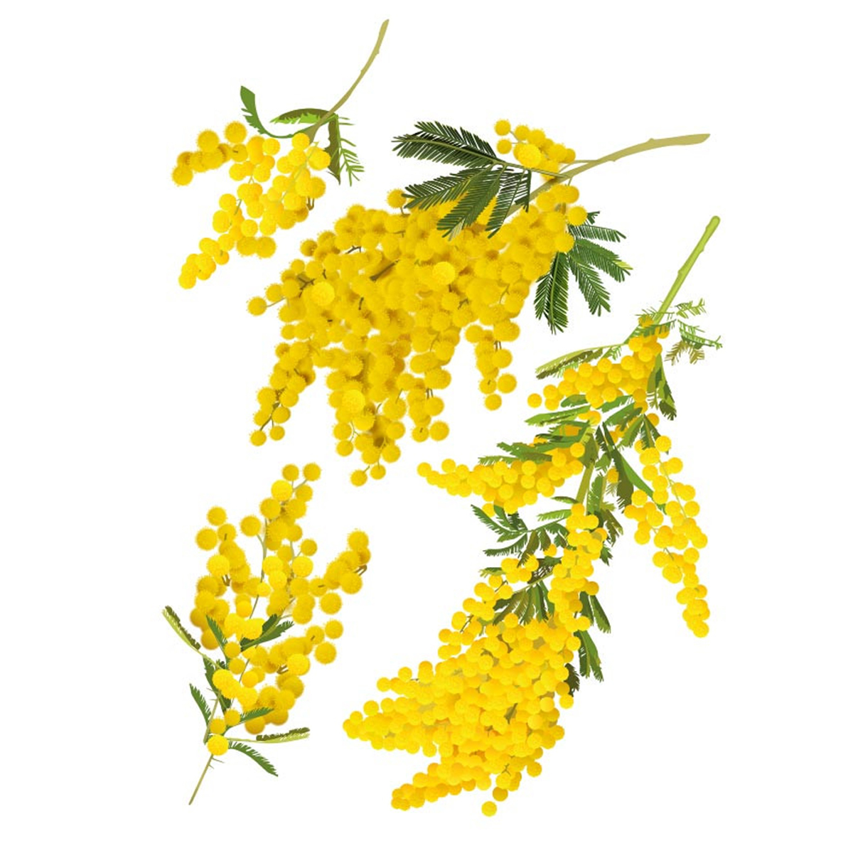 Planche de stickers \'Mimosas\' jaune - 50x70 cm - [R4069]