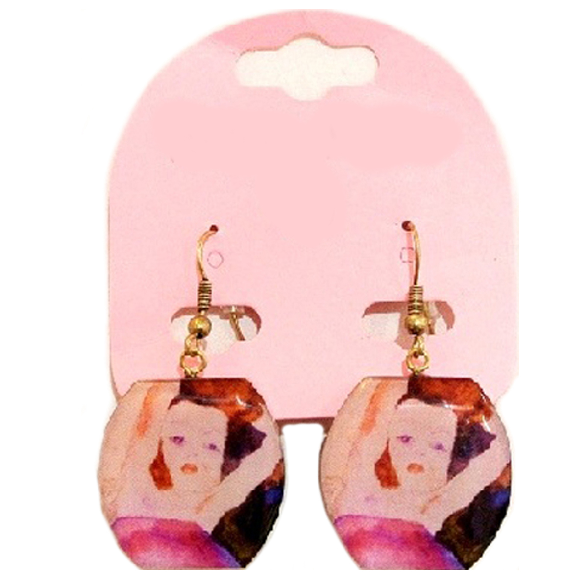 Boucles d\'oreilles artisanales \'Mistinguette\' rose violet - 25x25 mm - [R4291]
