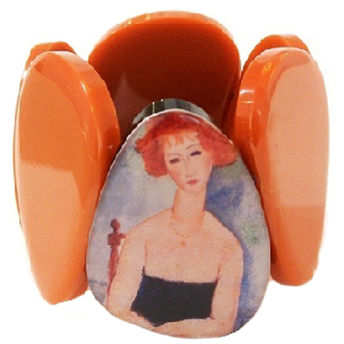 Bracelet artisanal \'Mistinguette\' orange - 50 mm (Modigliani) - [R4293]