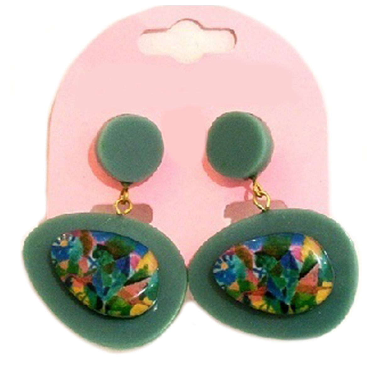 Boucles d\'oreilles artisanales \'Mistinguette\' bleu violet - 40x32 mm - [R4295]
