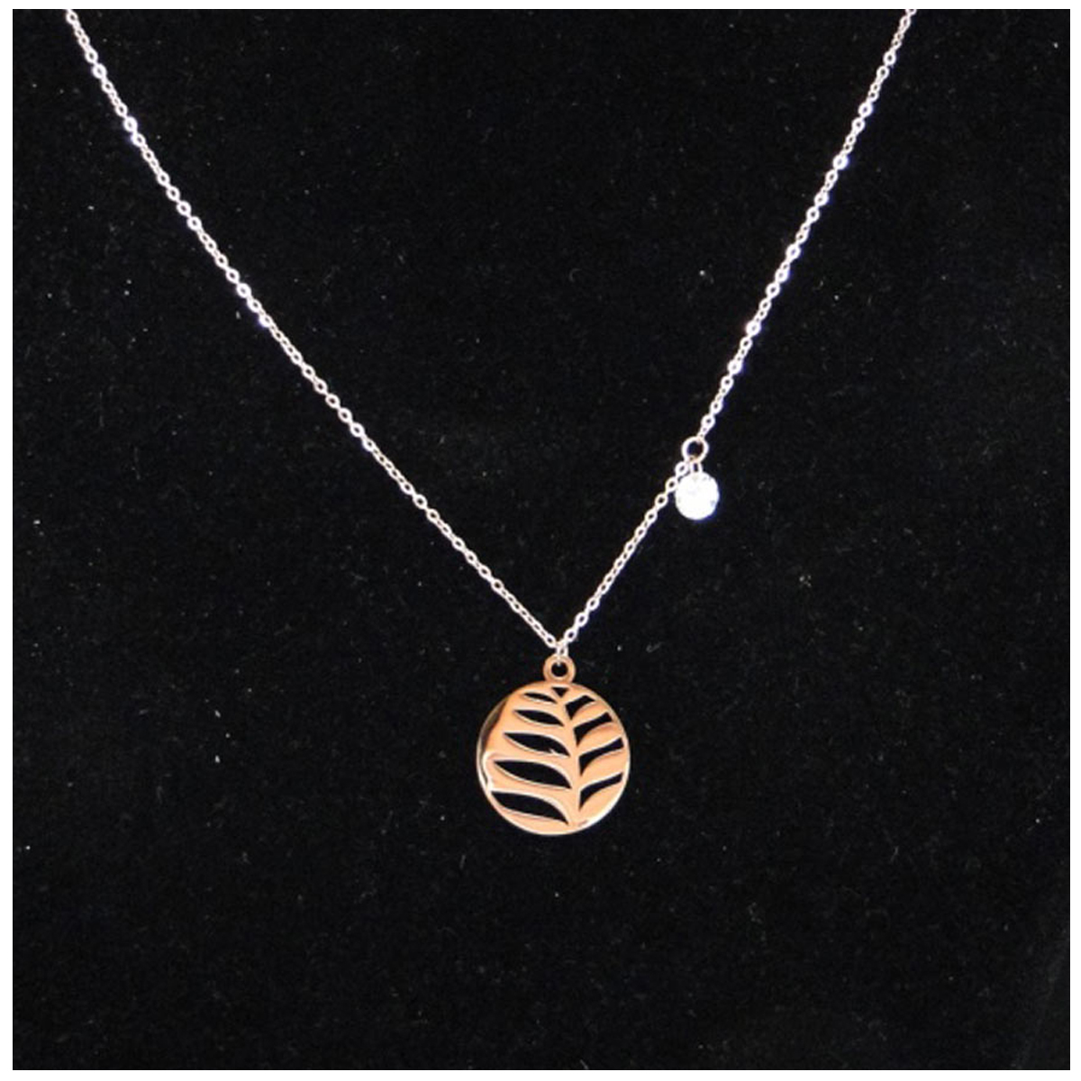 Collier créateur acier \'Jungle\' rose gold - 16 mm - [R4454]