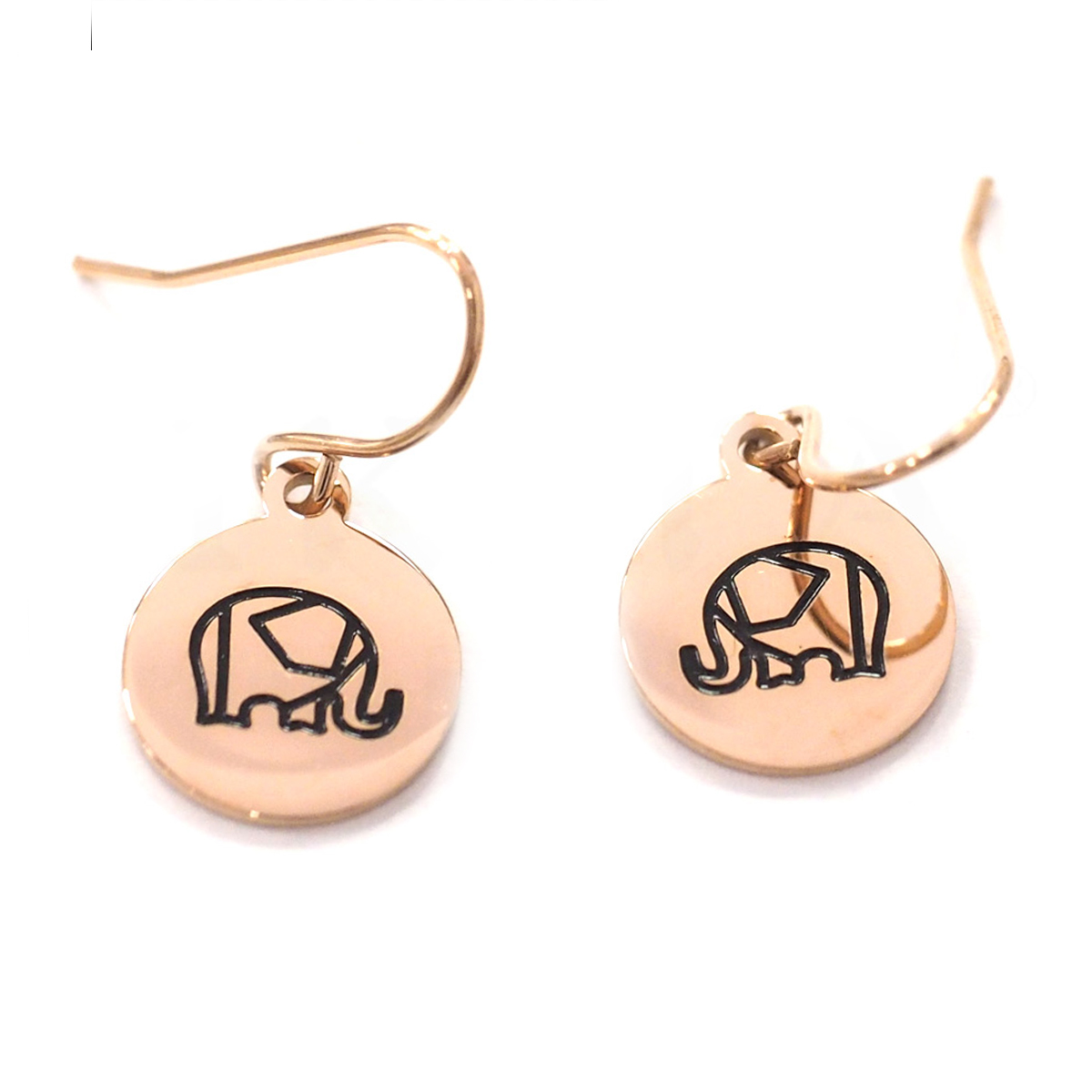 Boucles créateur acier \'Elephant\' rose gold - 11 mm - [R4465]