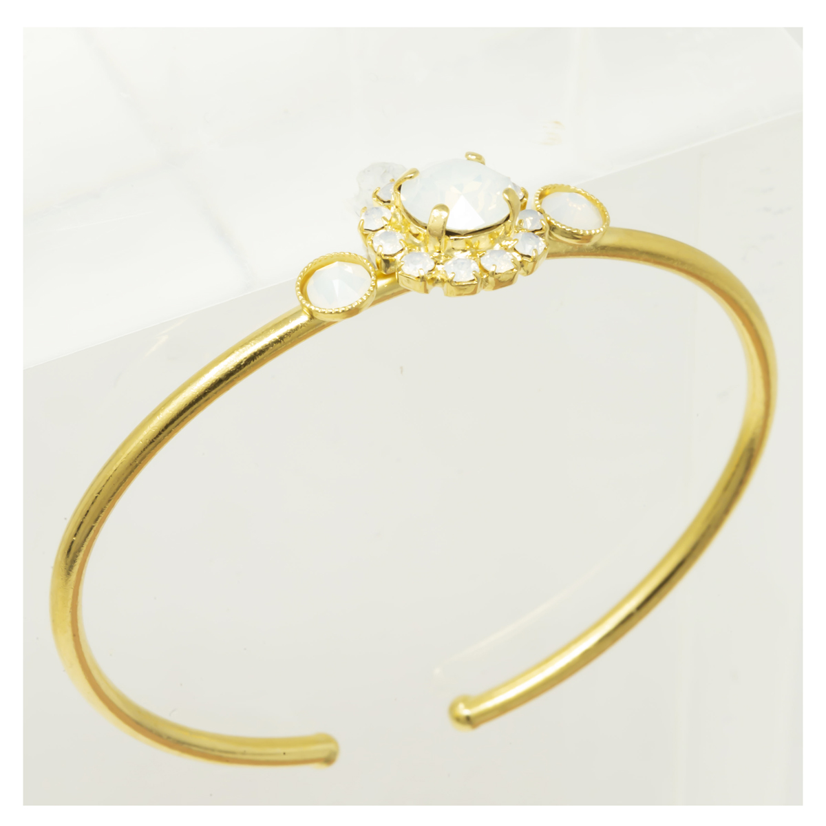 Bracelet artisanal \'Mythique Syracuse\' blanc doré - 25x13 mm - [R4588]