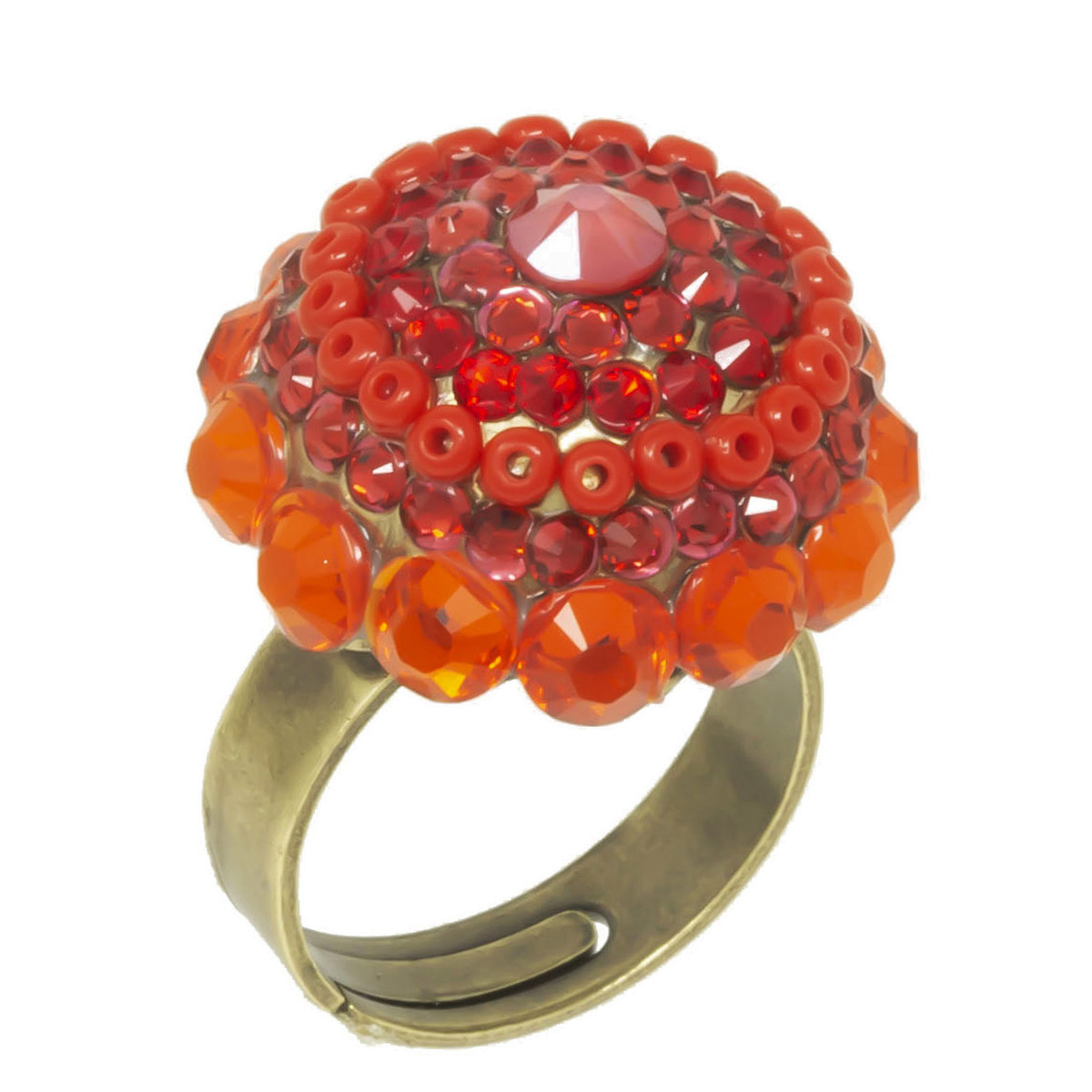 Bague artisanale \'Mythique Syracuse\' rouge doré - 20x12 mm - [R4620]