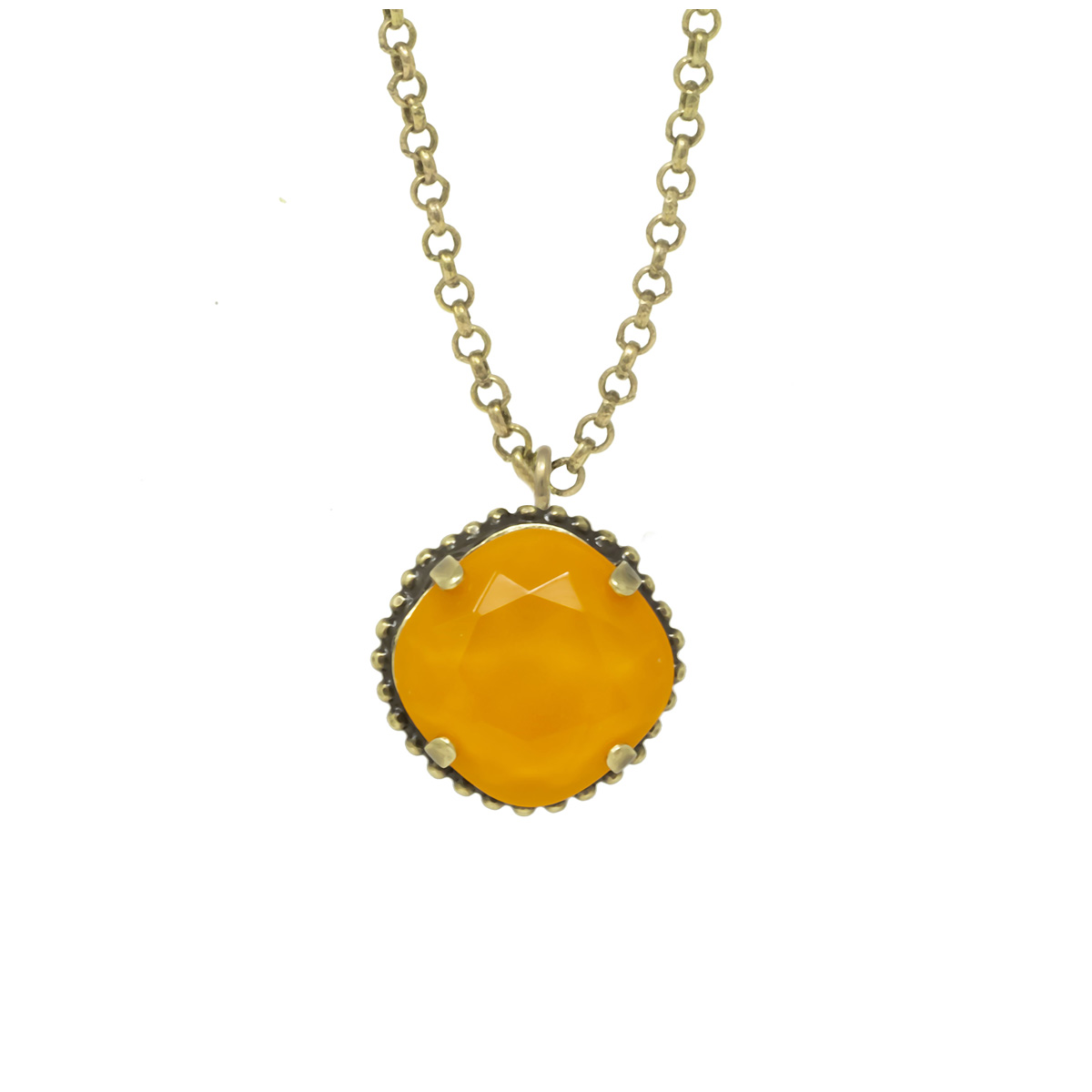 Collier artisanal \'Mythique Syracuse\' orange doré - 18x18 mm - [R4632]