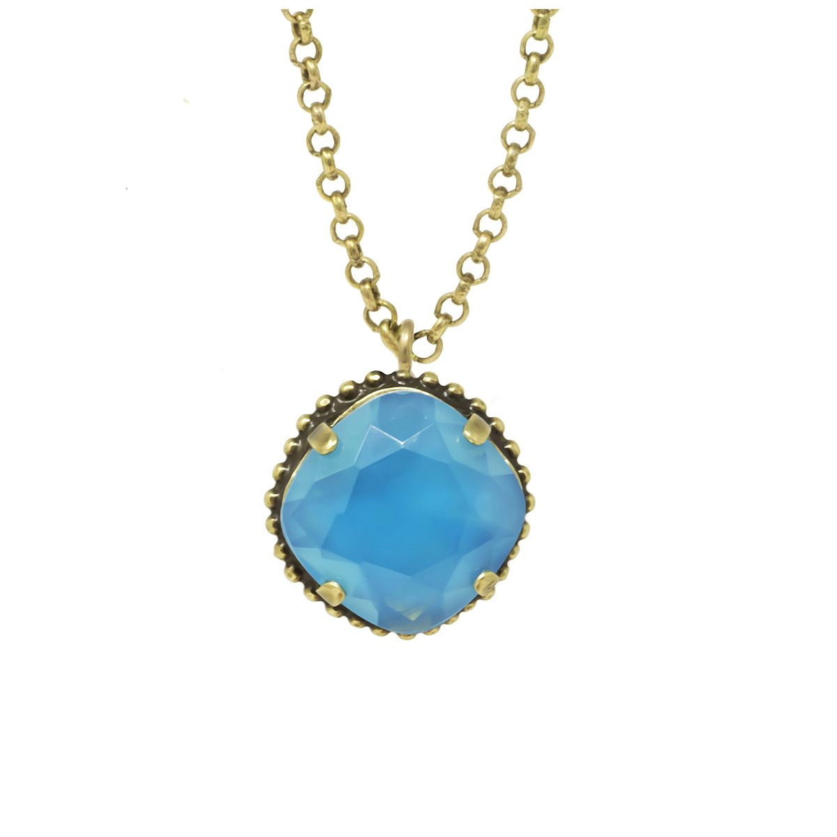 Collier artisanal \'Mythique Syracuse\' bleu doré - 18x18 mm - [R4633]