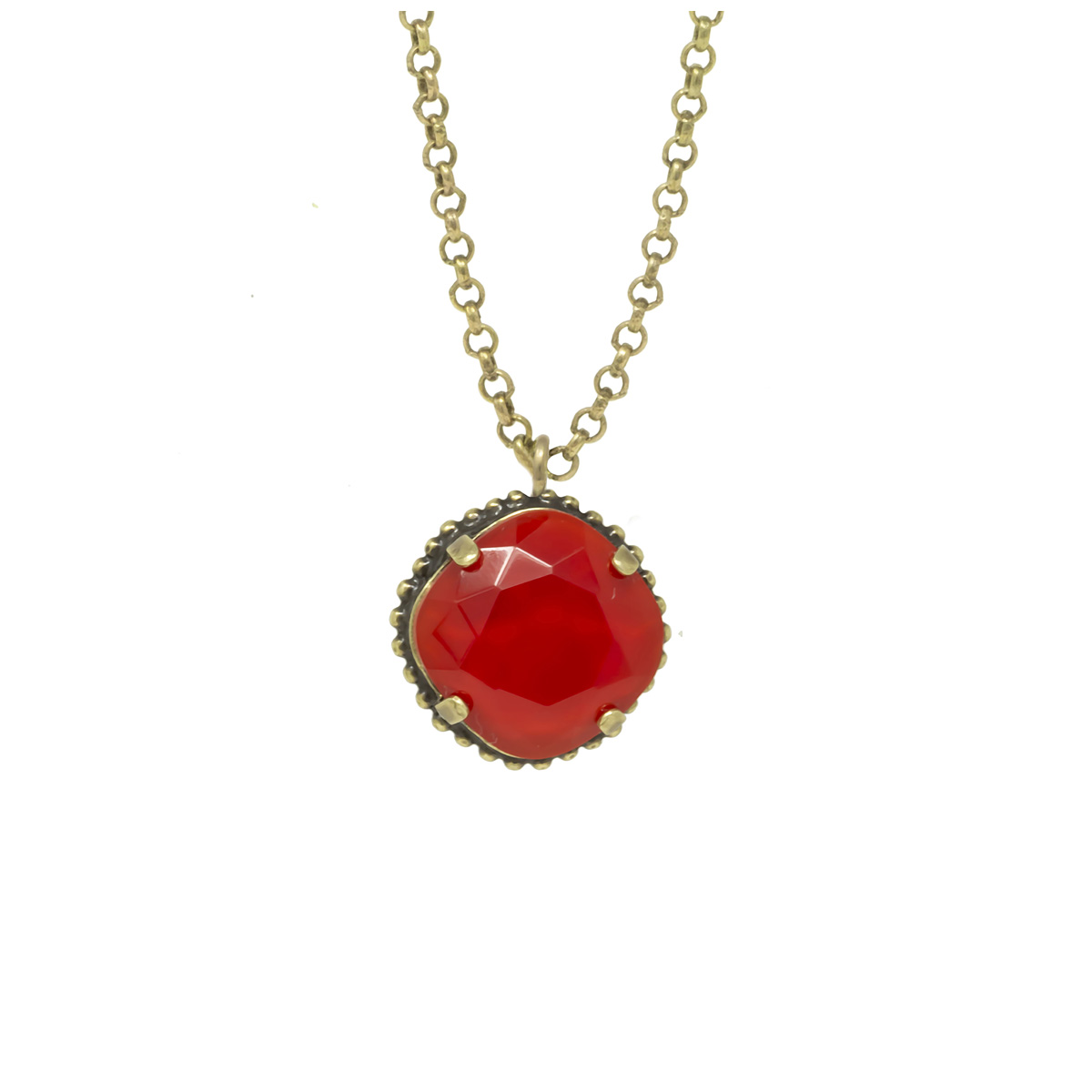 Collier artisanal \'Mythique Syracuse\' rouge doré - 18x18 mm - [R4635]