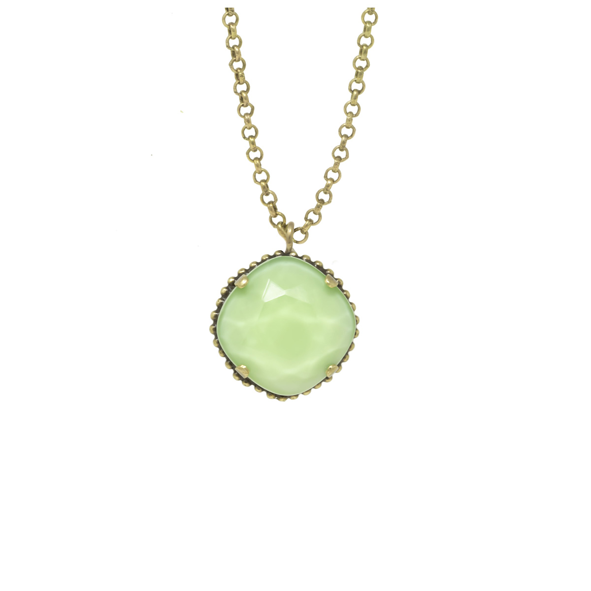 Collier artisanal \'Mythique Syracuse\' vert doré - 20x20 mm - [R4639]