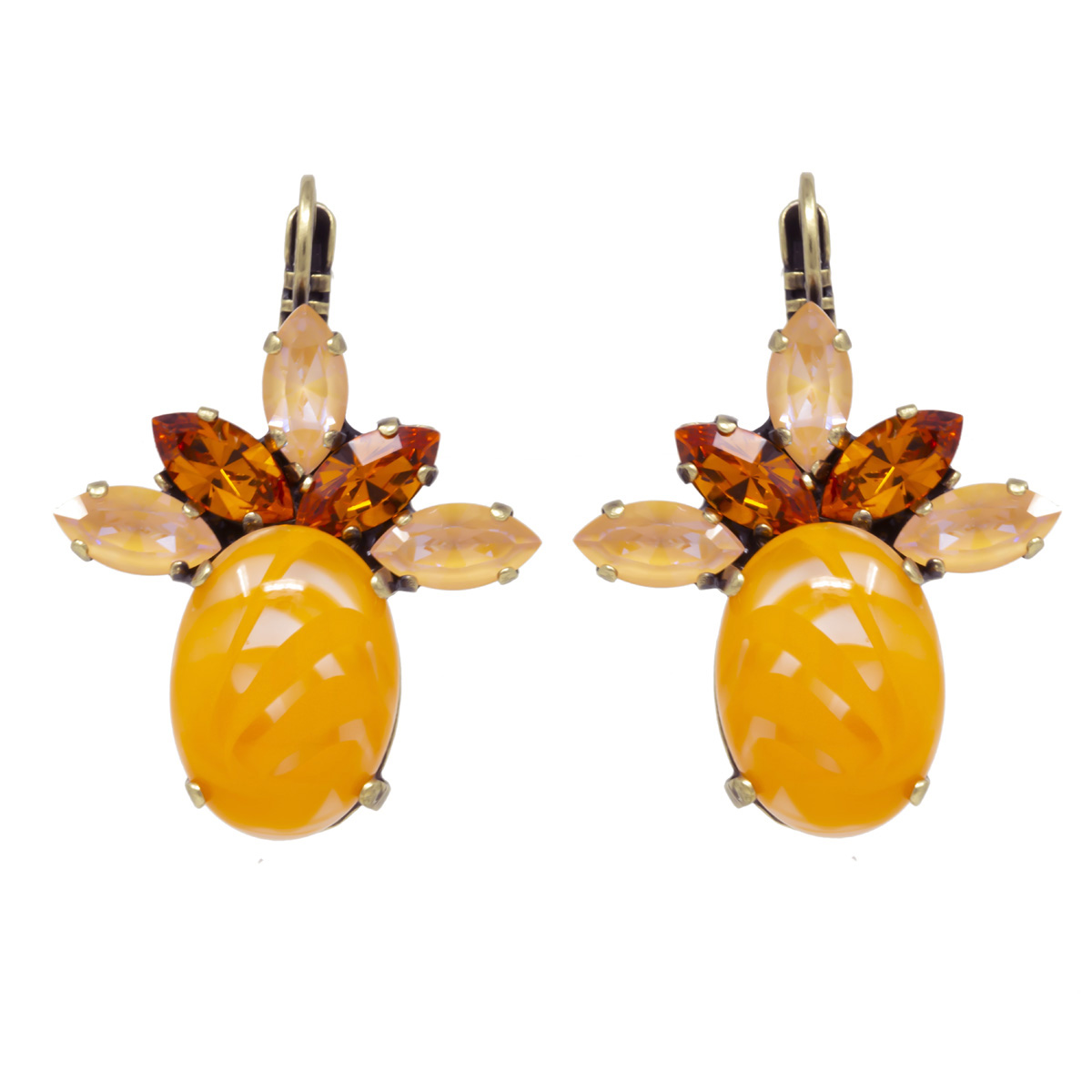 Dormeuses artisanales \'Mythique Syracuse\' orange doré - 38x27 mm - [R4642]