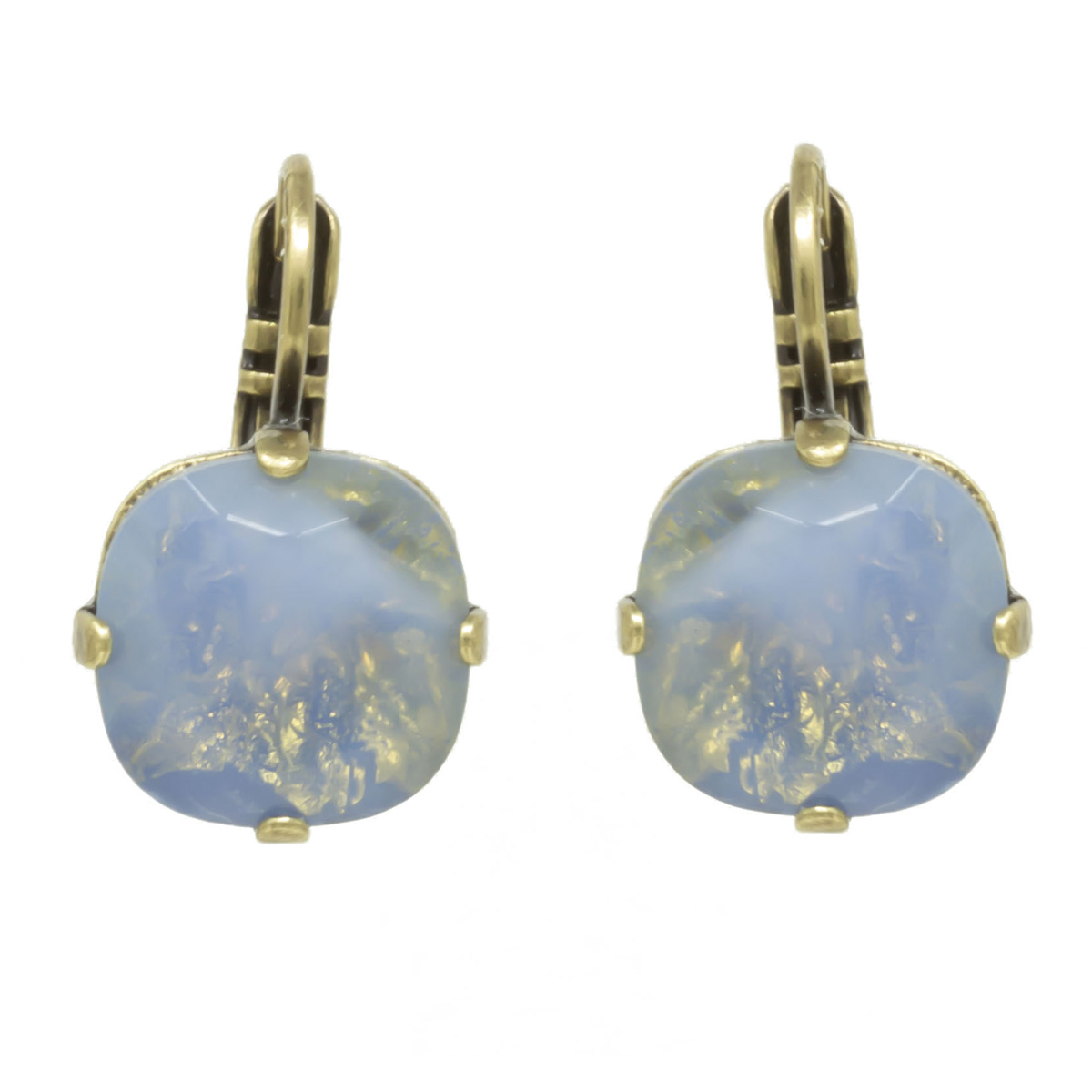 Dormeuses artisanales \'Mythique Syracuse\' bleu doré  - 12x12 mm - [R4659]