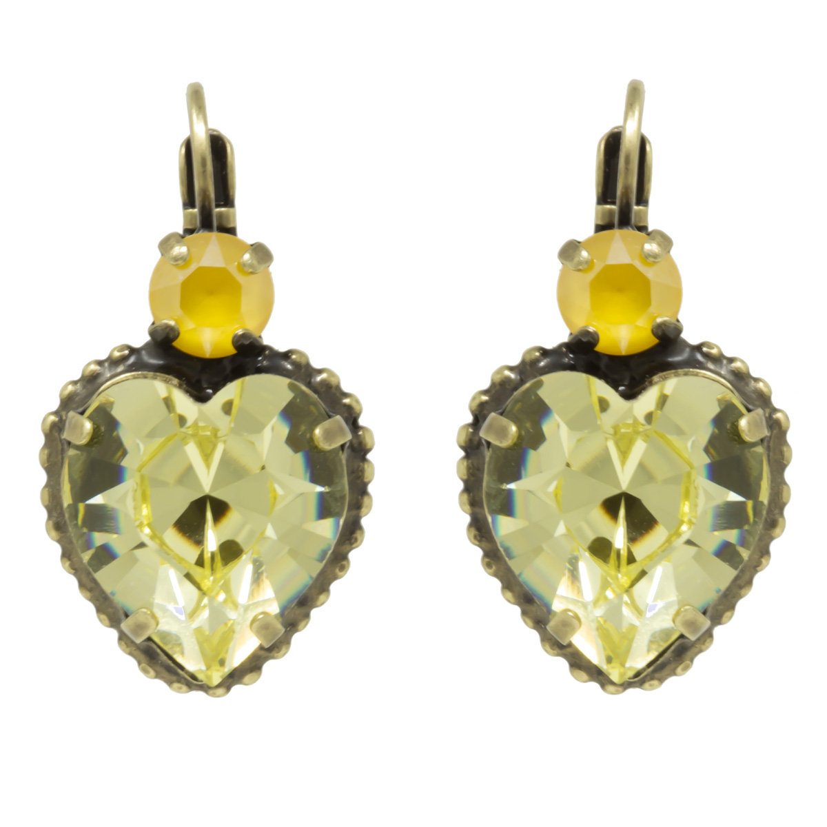 Dormeuses artisanales \'Mythique Syracuse\' jaune doré  - 25x15 mm (coeur) - [R4694]