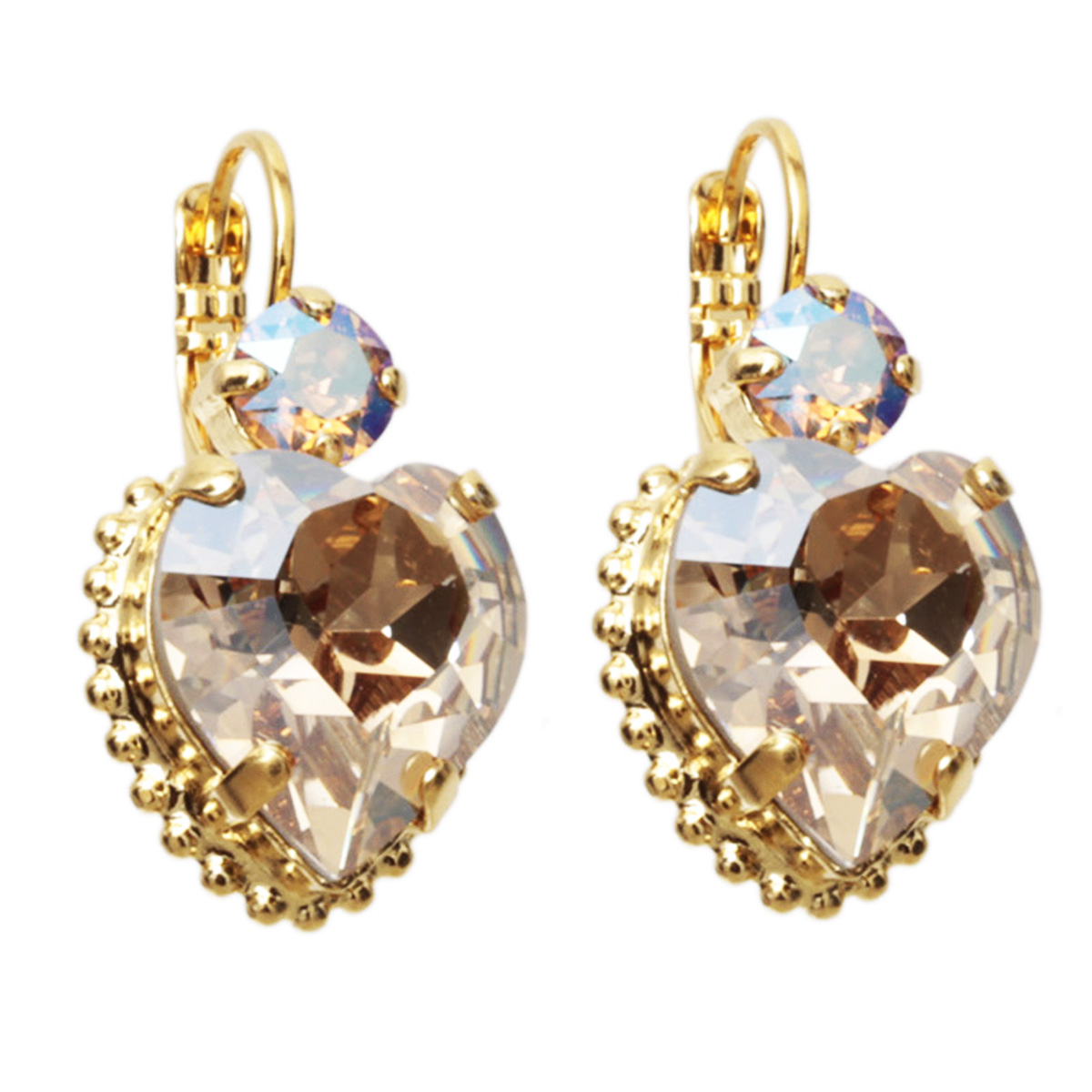 Dormeuses artisanales \'Mythique Syracuse\' champagne doré  - 25x15 mm (coeur) - [R4697]