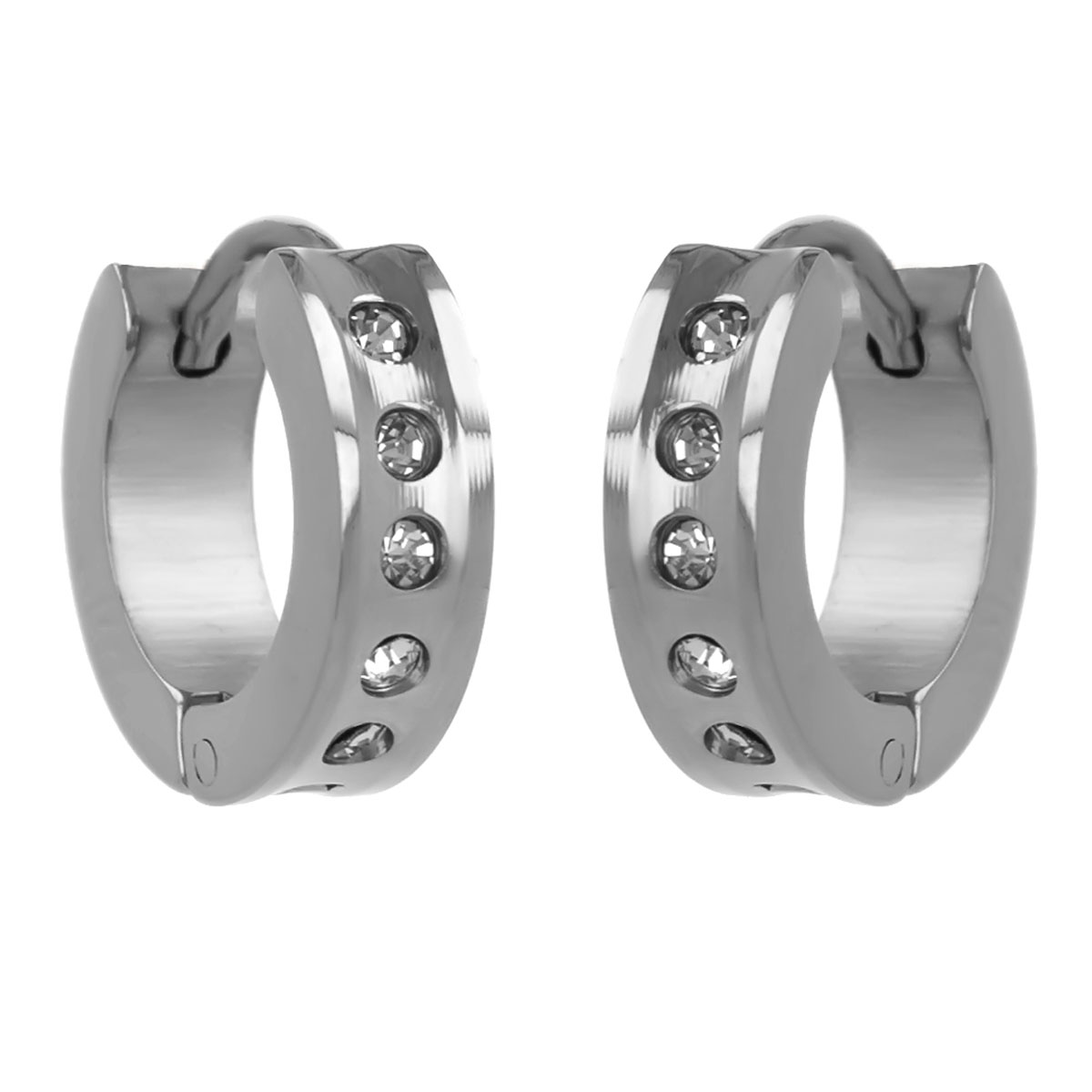 Créoles acier \'Peaceful\' blanc argenté - 12 mm 4 mm - [R4832]