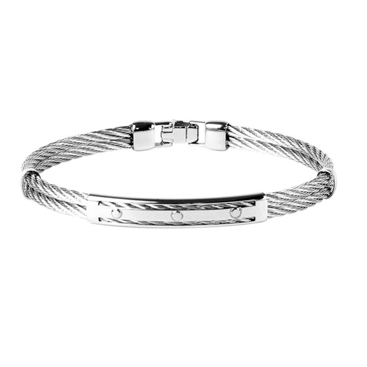 Bracelet Acier \'Peaceful\' argenté - 70x60 mm , 40x6 mm - [R5112]