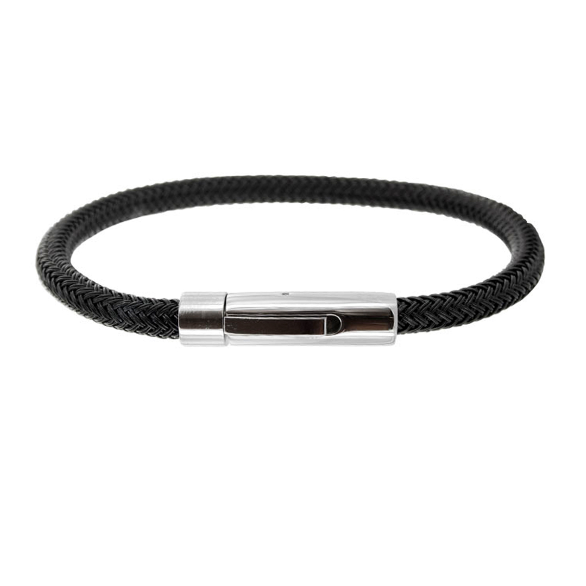 Bracelet Homme \'Peaceful\' Noir Acier - 21 cm 6 mm - [R5117]