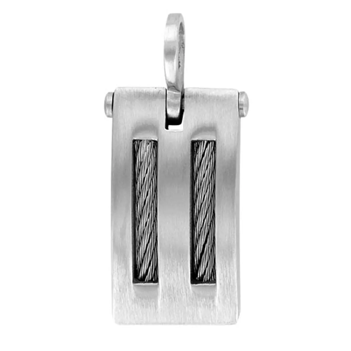 les trésors de lily Pendentif acier 'Peaceful' argenté 22x12 mm [R5130]