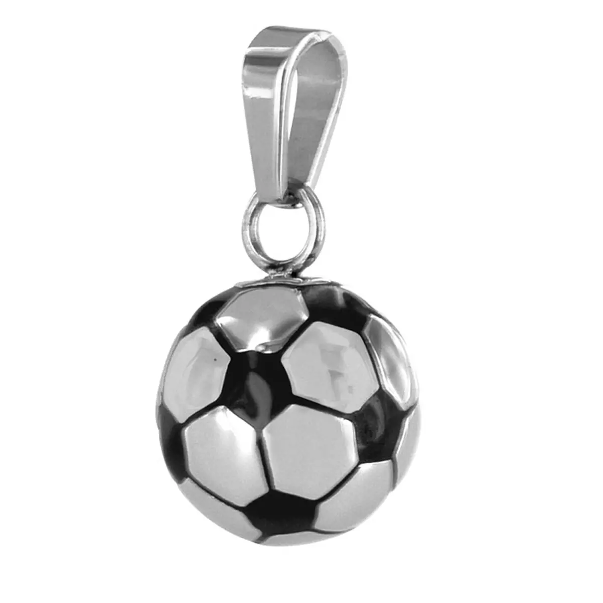 les trésors de lily Pendentif acier 'Football' noir chrome 15 mm [R5133]