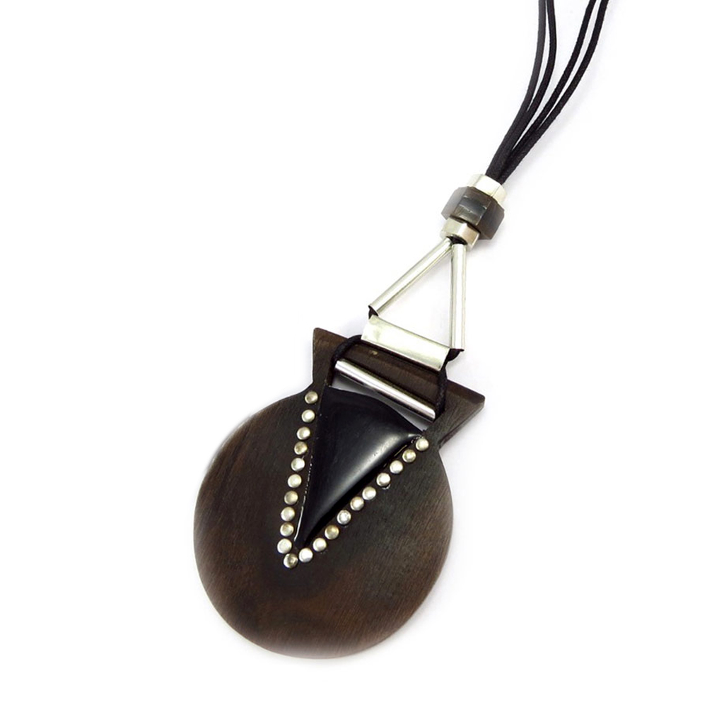 Collier bois \'Kilimanjaro\' noir marron - 15x7 cm - [R5248]