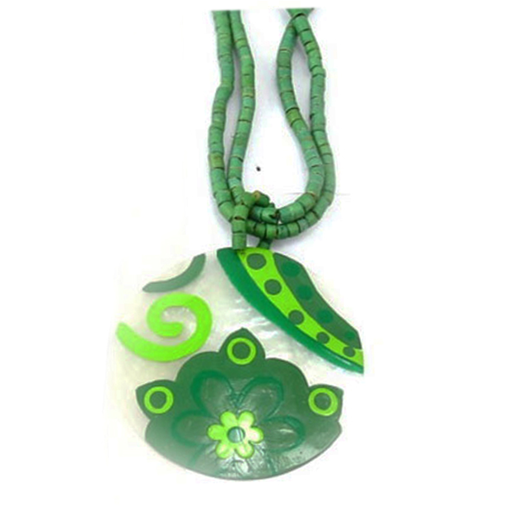 Collier nacre \'Vahiné\' vert - 53 mm - [R5253]