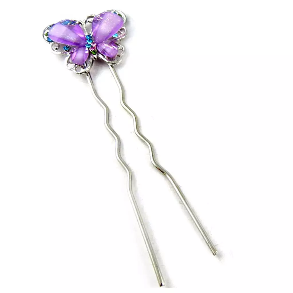 les trésors de lily Picot chignon créateur 'Papillons' violet argenté 115x35 mm [R5295]