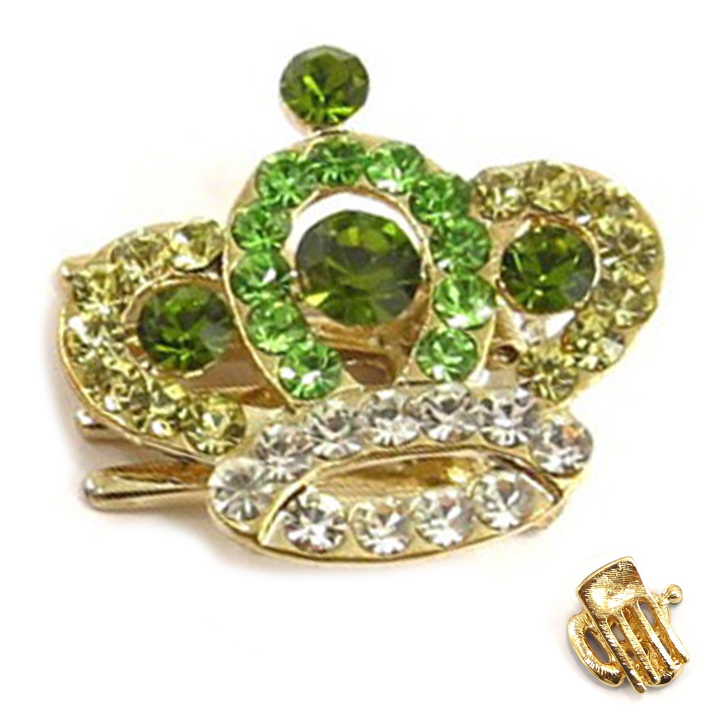 Mini-pince créateur \'Sissi\' vert doré (couronne) - 25x25 mm - [R5334]