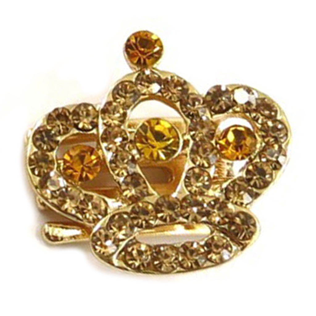 Mini-pince créateur \'Sissi\' ambre doré (couronne) - 25x25 mm - [R5335]