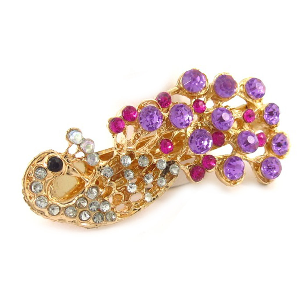 Barrette créateur \'Sissi\' violet argenté (paon) - 75x30 mm - [R5340]