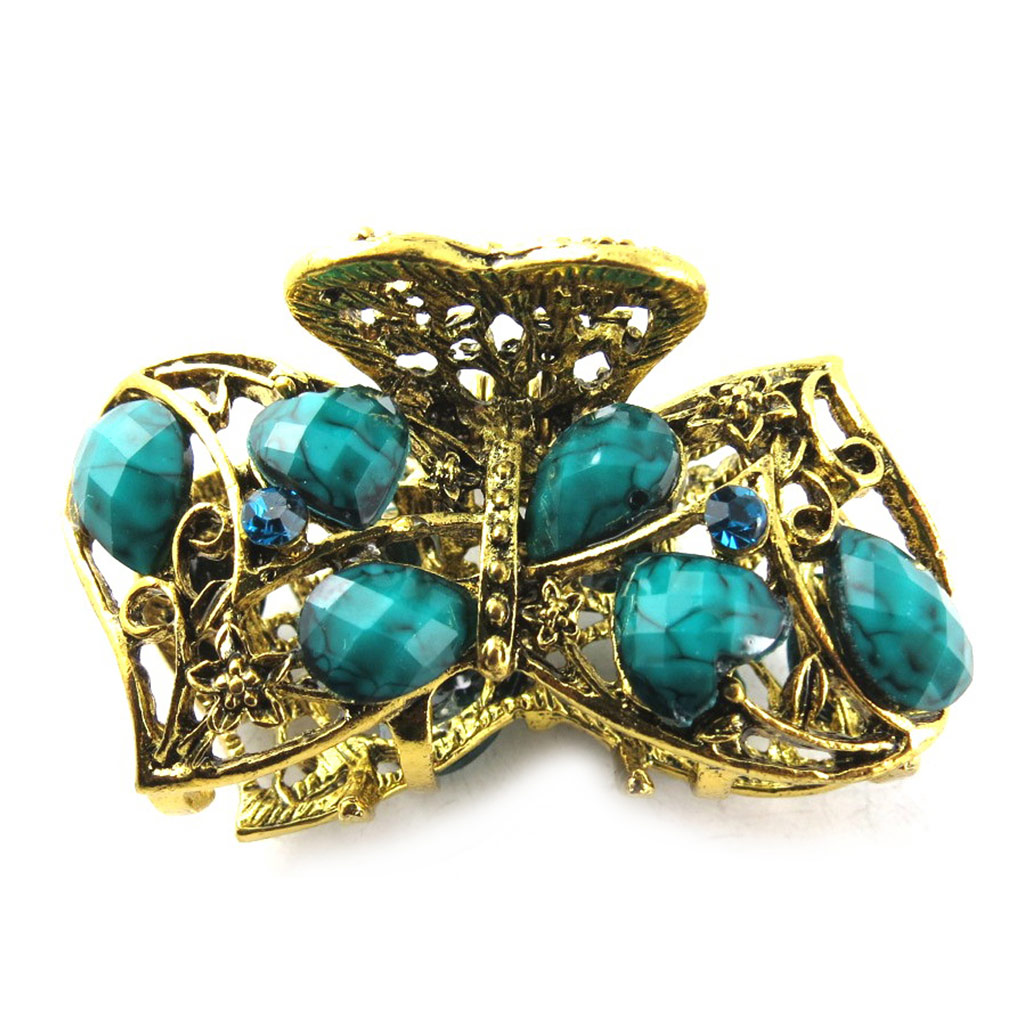 Pince créateur \'Bohemian Rhapsody\' turquoise doré - 5x2 cm - [R5349]