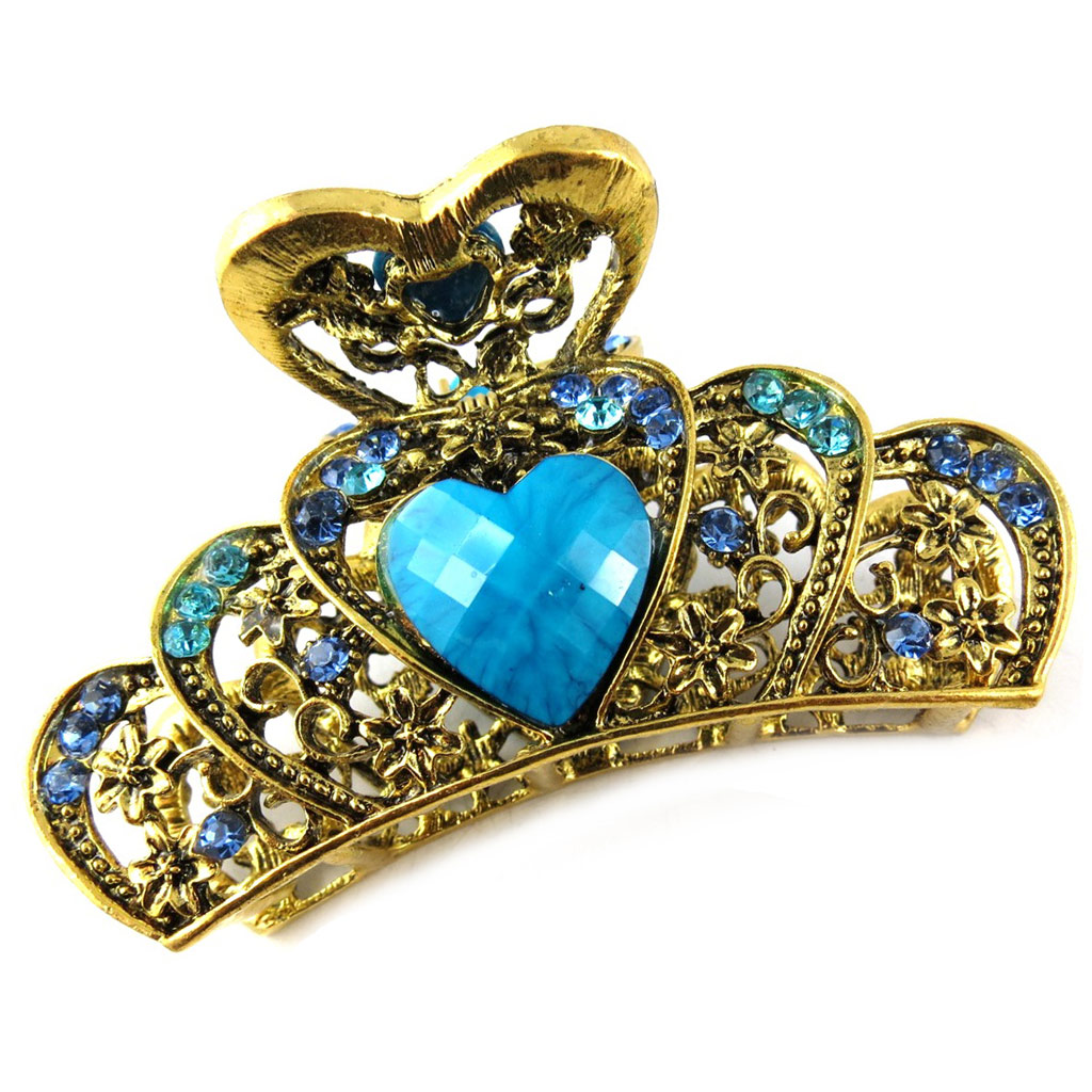 Pince créateur \'Bohemian Rhapsody\' turquoise doré - 8x4 cm - [R5396]