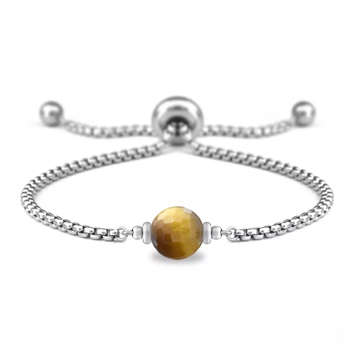 les trésors de lily Bracelet acier artisana 'Mineralia' oeil de tigre argenté 8 mm [R5951]